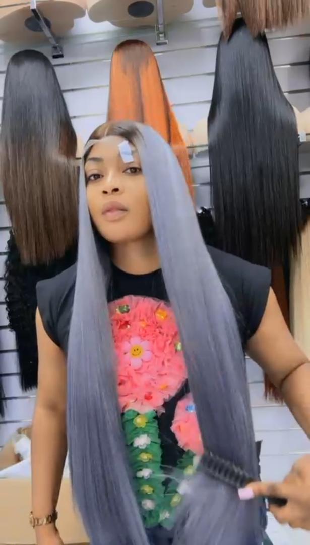 Dollar dark root grey straight